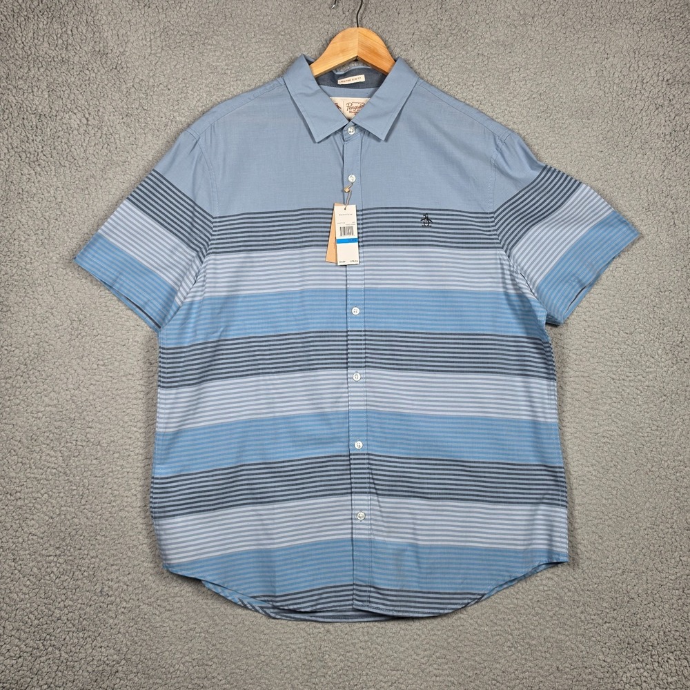 Original‎ Penguin Shirt Mens Sz XL Poplin Striped Heritage Slim Fit Lightweight